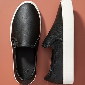 Ugg Jass Black Leather Slip On Sneakers Size 7